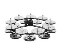 MAJORMENCH Pandereta Hi-hat de Doble Hilera Campana de Acero Inoxidable Plateado Accesorio para Platillos de Batería 9 Placas para Batería de Percusión y Jazz