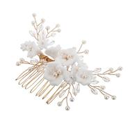 MAJORMENCH Peina De Boda Europea Con Perlas y Arcilla Blanca Accesorio Elegante Para Novias Peine Lateral Para Peinados De Boda Complemento De Cabello Para Mujeres