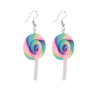 MAJORMENCH Pendientes de Arcilla Polimérica para Mujer, 4 Piezas, Diseño de Piruleta Colorida, Ligeros y Seguros, Ideales para Fiestas, Uso Diario y Regalos Obsequios Color Color Aleatorio