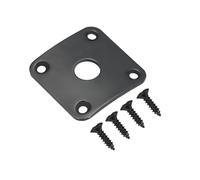 MAJORMENCH Placa de Conector Metálica Cuadrada Curvada para Guitarra Eléctrica, Recambio Durable para Placa de Enchufe, Accesorio para Instrumento Musical, Color Negro, Pieza Resistente