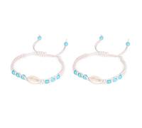MAJORMENCH Pulsera de Conchas Tejidas a Mano para Niñas, 2 Piezas Diseño Elegante y Material de Cuerda y Conchas, Joyería Decorativa Adecuado para Cumpleaños