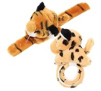 MAJORMENCH Pulseras de Bofetadas de Animales de Peluche para Niños, Tamaño Compacto, Suaves y Ligeras, Diseño de Animales de Jungla, Accesorios para Fiestas Infantiles, Pack Varios estilos