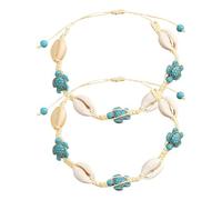 MAJORMENCH Pulseras de Concha para Usar como Pulsera o Tobillera 2 Piezas Versátiles Dije de Tortuga Marina Estilo Bohemio Único para Playa en Vacaciones de Verano
