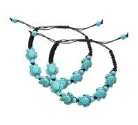 MAJORMENCH Pulseras Trenzadas de Tortugas Marinas en Turquesa para Mujer, Ajustables y Delicadas, Diseño Único y Versátil para Joyería de Muñeca, Pack de 2 Piezas