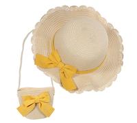 MAJORMENCH Sombrero de Verano con Bolso Bandolera Decorado con Lazo para Niñas Transpirable Conjunto de Dos para Playa y Vacaciones