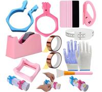 Majreey Abrazadera para vaso de sublimación en blanco rosa, herramienta, para espacios en blanco de sublimación de 20 onzas, guantes resistentes al calor, sublimación de cinta térmica, kit de