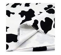 MaJu Tela de Algodón con Estampado de Vacas Blancas y Negras, Tela de Sarga con Estampado Animal, Material de Tela Artesanal para Manualidades, Ropa, Decoración Hogar, Ancho: 1.5 m, Longitud: 1 m