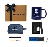 Makai - Regalos Personalizados Para Hombre - Taza Personalizada, Neceser Viaje, Sacacorchos, Llavero y Soporte para Móvil, Bolígrafo, Regalo Cumpleaños Hombre, Regalos Hombre (Pack Personalizado)