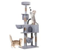 Makamsui 61 Zoll Kratzbaum Katzenturm für große Katzen und Indoor-Katzen, mit Condo, Kratzbaum, hängenden Ball, und Lebensraum, Plüsch hohen Katzenturm für Indoor-Aktivität entspannend Gris
