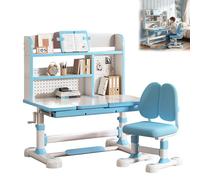 Makamsui Juego de escritorio y silla de estudio para niños, estación de trabajo ergonómica ajustable en altura, mesa de aprendizaje de escritorio inclinable, escritorio elevador de manivela, muebles