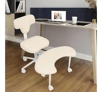 Makamsui Silla ergonómica con patas cruzadas, sillas de oficina para TDAH con ruedas, sillas cruzadas con soporte lumbar, silla de meditación ajustable en altura, taburete activo para adultos en casa