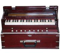 Makan Musicals Bass Reed & Male Reed Folding, Safri, 3 1/2 Octaves, 9 Stops, Rosewood Color, Coupler, Double Reed Professional Indian Musical Instrument Hand Pumped Harmonium