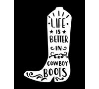 Makarios LLC Life Better in Cowboy - Botas para Coche, camión, Furgoneta, Paredes, Ordenador portátil, MKR, Color Blanco, 5,5 x 3,5 cm MKR905