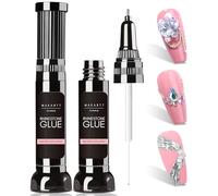Makartt 2 Piezas De Gel De Pegamento De Diamantes De Imitación Para Uñas Con Punta De Pincel, Pegamento Transparente Para Gemas De Uñas, Bolígrafo De Precisión, Gel Adhesivo Superfuerte (0.3 fl oz)