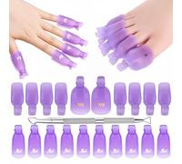 Makartt Nail Clips to Remove Gel Polish, with Double Ended Metal Cuticle Pusher, 20 Pcs Plastic Resuable Finger and Toe Nail Soak Off Clips for Removal Acrylic Art Nail Polish Remover Cap Clip