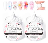 Makartt Solid Builder Nail Gel, 2 unidades 4 en 1 White Non-sticky for Extension 3D Sculpting Nail, 15 ml UV Glue for Acrylic Tips, Rhinestones & Sculpture Hard Gels for Nails UV/LED Lamp Required