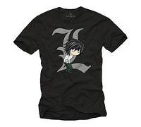 MAKAYA Anime Manga T-Shrit - Death by Ryuk - Camiseta Frikis Hombre Negro Note Talla XL