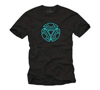 MAKAYA ARC Reactor Camiseta para Hombre - Industria de Stark Iron T-Shirt Negro Talla Grande L