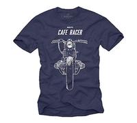 MAKAYA Cafe Racer - Camisetas de Motos Clasicas Hombre - Azul L