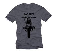 MAKAYA Cafe Racer - Camisetas de Motos Clasicas Hombre - Gris Azulado L