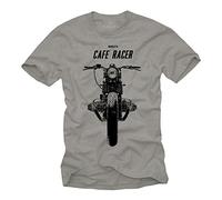 MAKAYA Cafe Racer - Camisetas de Motos Clasicas Hombre - Gris M