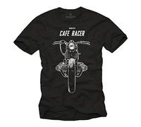 MAKAYA Cafe Racer - Camisetas de Motos Clasicas Hombre - Negro M