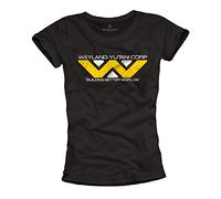 MAKAYA Camiseta Alien para Mujer - Weyland Yutani Logo - Predetor T-Shirt Negro Talla L
