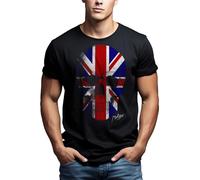 MAKAYA Camiseta con Bander Inglesa - Union Jack Craneo - Negra XXL