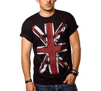 MAKAYA Camiseta con Bandera de Inglaterra - Union Jack - Negra Hombre S