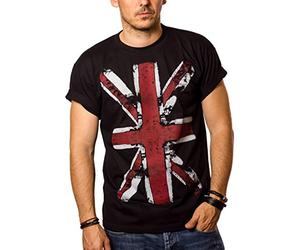 MAKAYA Camiseta con Bandera de Inglaterra - Union Jack - Negra Hombre XXL