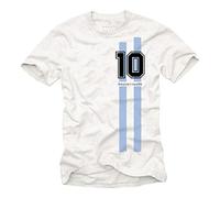 MAKAYA Camiseta de Futbol Hombre - Numero 10 Bandera Argentina T-Shirt Diegos Regalos Ninos Blanco L