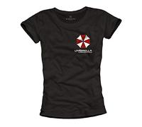MAKAYA Camiseta de Mujer Manga Corta Negra - Diseño Grafico Logo Umbrella Corporation Resident T-Shirt Evil Negro M