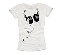 MAKAYA Camiseta de Mujer - Musica Auriculares Top de Verano Blanco Talla L