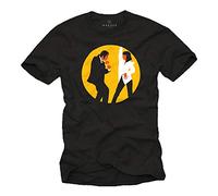 MAKAYA Camiseta Divertida Hombre - MIA & Vincent Bailando - Manga Corta Pulp Fiction Negro Talla XL