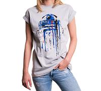 MAKAYA Camiseta Frikis Mujer Estilo American Arte - R2 Star Top Shirt Gris XXL