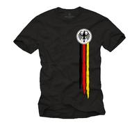 MAKAYA Camiseta Hombre Alemania Camiseta Águila Nacional Bandera Escudo Retro Eurocopa Mundial Fútbol T-Shirt Negro XXL