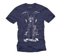 MAKAYA Camiseta Hombre - Bad Seed Motorcycle T-Shirt Regalo Motorista Motero Biker Azul XL