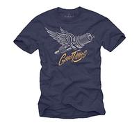 MAKAYA Camiseta Hombre para Mecanicos Motociclistas y Moteros - T-Shirt con Bujia de Moto Regalos Motoristas Azul Talla Grande XXL