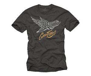 MAKAYA Camiseta Hombre para Mecanicos Motociclistas y Moteros - T-Shirt con Bujia de Moto Regalos Motoristas Gris Talla Grande XXXXL