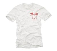 MAKAYA Camiseta Hombre Verano algodón 100% - diseño Vintage California con Palmeras - t-Shirt gráfica Manga Corta Retro para Chicos Hombres y niños - Regalo Original Playa y Surf Blanco XXL