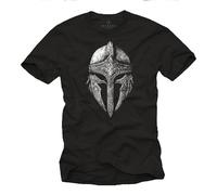MAKAYA Camiseta Hombre Vikingo Casco Odin Valhalla Walhalla Regalo para Hombres T-Shirt Negro L