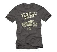 MAKAYA Camiseta Moto - Vintage Chris Davidsons Biker T-Shirt Hombre Motocross Ropa Gris L