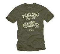 MAKAYA Camiseta Moto - Vintage Chris Davidsons Biker T-Shirt Hombre Motocross Ropa Verde XL