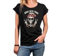MAKAYA Camiseta Mujer Calavera con Frase - diseño rockero Biker Alternativo Top algodón gráfico Regalo Original para Chicas Motos el Heavy Metal Estilo Punk gótico y la Moda Chula Negro L