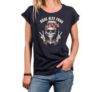 MAKAYA Camiseta Mujer Calavera con Frase - diseño rockero Biker Alternativo Top algodón gráfico Regalo Original para Chicas Motos el Heavy Metal Estilo Punk gótico y la Moda Chula Azul XXL