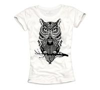 MAKAYA Camiseta Mujer Deporte Búho Blanco/Negro M