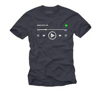 MAKAYA Camiseta Musica Electronica Cancion Playlist Song Artista T-Shirt con Mensaje Gracisoso Gris Azulado Talla L