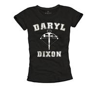 MAKAYA Camiseta Negra Mujer - Daryl Dixon - Walking Dead L