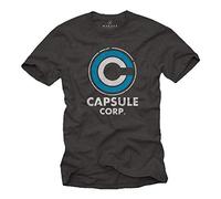 MAKAYA Camiseta para Hombre - Capsule Corp Goku Anime Dragon Manga Gris Talla XXXXXL