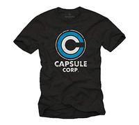 MAKAYA Camiseta para Hombre - Capsule Corp Goku Anime Dragon Manga Negro Talla L